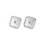 304 Stainless Steel Rhombus Stud Earrings with Crystal Rhinestone for Woman, Golden, 14x14mm, Pin: 0.7mm(EJEW-N097-005P)