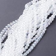 Glass Bead Strands, Round, AB Color Plated, Clear AB, 8mm, Hole: 1mm, about 42pcs/strand, 14 inch(GR8mm-01Y-AB)