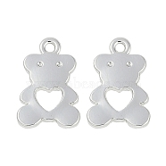 Rack Plating Alloy Pendants, Lead Free & Cadmium Free, Bear Charms, Silver, 13x8.5x1.5mm, Hole: 1.2mm(PALLOY-D029-16S-RS)