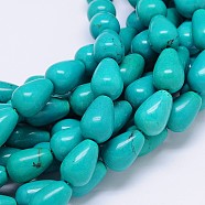 Natural Howlite Teardrop Bead Strands, Dyed & Heated, Turquoise, 18x13mm, Hole: 1.5mm, about 22pcs/strand, 15.55 inch(TURQ-E022-32)