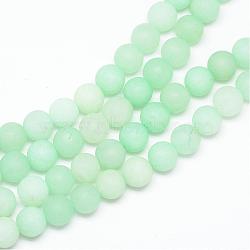 Natural White Jade Bead Strands, Dyed, Frosted, Round, Aquamarine, 10~11mm, Hole: 1.5mm, about 38~39pcs/strand, 14.9 inch(G-R297-10mm-36)