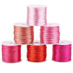 Elite 6 Rolls 6 Colors Nylon Rattail Satin Cord, Beading String, for Chinese Knotting, Jewelry Making, Mixed Color, 2mm, about 10.93 yards(10m)/roll, 1 roll/color(NWIR-PH0002-01B)