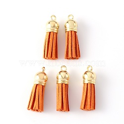 Faux Suede Tassel Pendant Decorations, with CCB Plastic Cord Ends, Light Gold, 33~35x10mm, Hole: 2.5mm(X-FIND-R095-036LG)