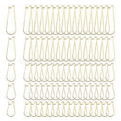 100Pcs 5 Size 304 Stainless Steel Hoop Earring Findings, Kidney Ear Wire, Golden, 21 Gauge, 20~39x11~13.5x0.7mm, Pin: 0.7mm(STAS-LS0001-09G)