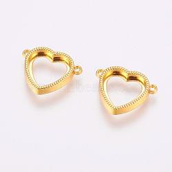 Alloy Cabochon Connector Open Back Settings, Heart, Golden, Tray: 12x13mm, 17x21x3mm, Hole: 1mm(PALLOY-P145-03G)