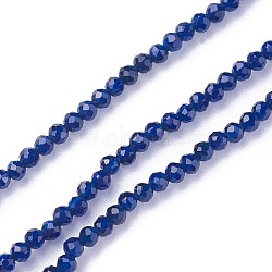 Faceted Glass Beads Strands, Round, Blue, 2~2.5mm, Hole: 0.5mm, about 180~200pcs/strand, 14.5~16.1 inch(37~41cm)(G-F619-09A-2mm)