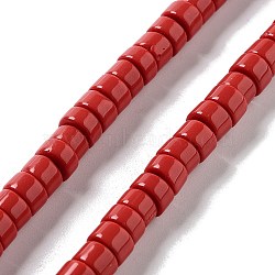 Handmade Lampwork Beads, Column, Red, 8~8.5x4~6mm, Hole: 1.8mm, about 131pcs/strand, 25.79''(65.5cm)(LAMP-Z008-04C)