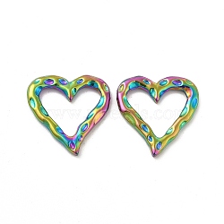 Ion Plating(IP) 304 Stainless Steel Linking Ring, Hammered, Heart, Rainbow Color, 19x18.5x2mm, Inner Diameter: 12.5x14mm(STAS-B032-42MC)