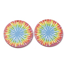 Opaque Acrylic Pendants, Flat Round, Colorful, 37.5x2mm, Hole: 1.6mm(BACR-D002-07A)