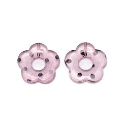 Transparent Resin Beads, Flower with Spot Pattern, Thistle, 26.5x5mm, Hole: 8.5mm(RESI-WH0015-22E)