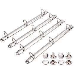 Steel A4 Notebook 3-Ring Binder Mechanism, D Rings, Loose Leaf Binding Spines Combs for Organizers Planners, Stainless Steel Color, 28x2x3cm, Hole: 5.5x4mm, Inner Diameter: 2cm, about 5pcs/set, 4 sets/bag(FIND-BC0003-19)