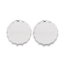 304 Stainless Steel Cabochon Settings, Lace Edge Bezel Cups, Flat Round, Silver, Tray: 18mm, 19x3mm(STAS-P249-16D-S)