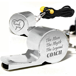 Tarnish Resistant 304 Stainless Steel Whistles, with Word, for Referee, Coaches, Teacher, Kids, Heart, 45x18x22mm(DIY-WH0344-036)