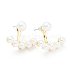 Brass Stud Earring Findings, with Beads, Real 18K Gold Plated, 14.5x18.5x9mm, Pin: 1.2mm(X-EJEW-O106-11G)
