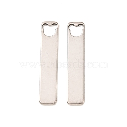 201 Stainless Steel Big Pendants, Rectangle with Bear Charms, Stamping Blank Tag, Stainless Steel Color, 50x10x1.5mm, Hole: 6x8.5mm, about 2pcs/set(SA-CBAE507-01C-P)