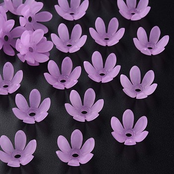 Transparent Acrylic Beads, Frosted, Flower, Violet, 19x17x10mm, Hole: 3mm, about 764pcs/500g