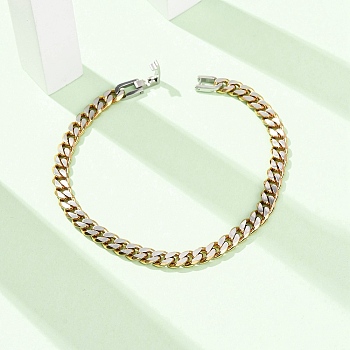 304 Stainless Steel Cuban Link
Chain Bracelets for Women, Faceted, Ion Plating(IP), Real Gold Plated & Stainless Steel Color, 8.66 inch(22cm)