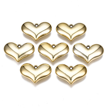 Electroplated CCB Plastic Pendants, Heart, Golden, 20x29x8mm, Hole: 1.8mm