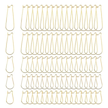 100Pcs 5 Size 304 Stainless Steel Hoop Earring Findings, Kidney Ear Wire, Golden, 21 Gauge, 20~39x11~13.5x0.7mm, Pin: 0.7mm