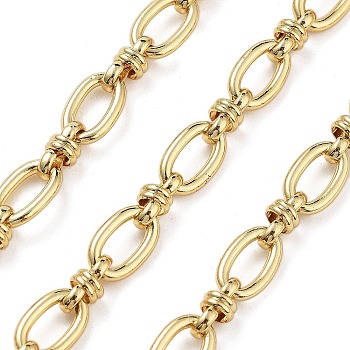 Rack Plating Brass Oval Link Chains, Unwelded, with Spool, Long-Lasting Plated, Cadmium Free & Lead Free, Real 18K Gold Plated, 10x6x1.5mm