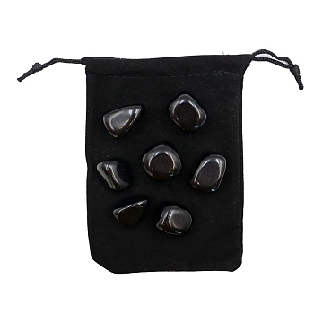 Natural Dyed & Heated Dyed & Heated Black Agate Beads, for Aroma Diffuser, Wire Wrapping, Wicca & Reiki Crystal Healing, Display Decorations, 20~30mm, 7pcs/bag