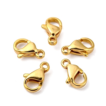 304 Stainless Steel Lobster Claw Clasps, Parrot Trigger Clasps, Real 24K Gold Plated, 9x5.5x3mm, Hole: 1mm