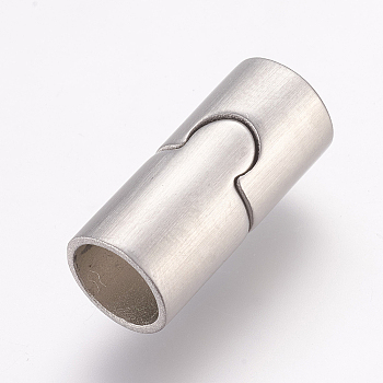304 Stainless Steel Magnetic Clasps, Column, Frosted, Stainless Steel Color, 22x10mm, Hole: 8mm