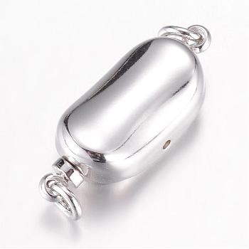 304 Stainless Steel Box Clasps, Stainless Steel Color, 20x8x7mm, Hole: 2.5mm, Pin: 1.2mm