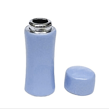 Miniature Alloy Vacuum-insulated Bottle Display Decorations, for Dollhouse, Rectangle, Light Sky Blue, 9x25mm