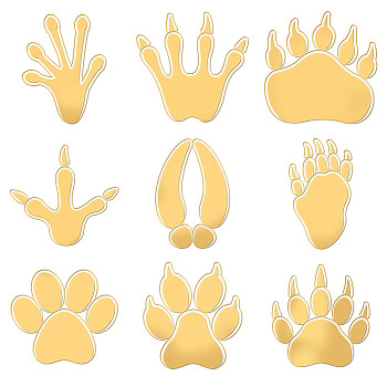Nickel Decoration Stickers, Metal Resin Filler, Epoxy Resin & UV Resin Craft Filling Material, Paw Print, 40x40mm, 9 style, 1pc/style, 9pcs/set