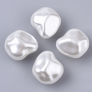 ABS Plastic Imitation Pearl Beads, Nuggets, Creamy White, 20x18.5x13mm, Hole: 1.2mm, about 262pcs/500g