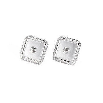 304 Stainless Steel Rhombus Stud Earrings with Crystal Rhinestone for Woman, Golden, 14x14mm, Pin: 0.7mm