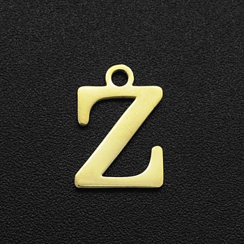 201 Stainless Steel Charms, Laser Cut, Letter, Golden, Letter.Z,  12x8x1mm, Hole: 1.5mm