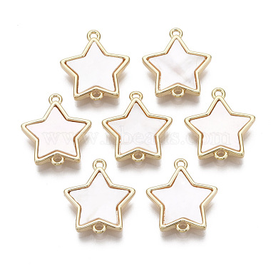 Real 18K Gold Plated Seashell Color Star Brass+Shell Links
