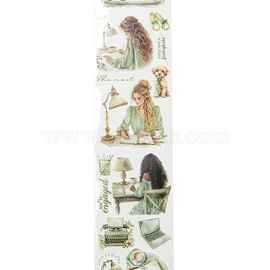 Woman with Book Waterproof PET Stickers(DIY-G116-01E)-3