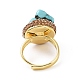 Adjustable Natural Turquoise Nugget Adjustable Ring with Rhinestone(RJEW-A011-10G)-4
