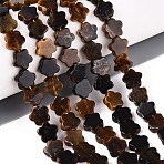 Natural Tiger Eye Beads Strands, Star, 5.5~6x6~6.5x2~3mm, Hole: 0.7~0.8mm, about 63~65pcs/strand, 14.76~15.16 inch(37.5~38.5cm)(G-N257-24A-03)