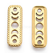 Ion Plating(IP) 304 Stainless Steel Connector Charms, Rectangle Links with Hollow Moon Phase, Nickel Free, Real 18K Gold Plated, 20.5x7x1.5mm, Hole: 1.6mm(STAS-T063-195G)