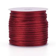 Nylon Cord, Satin Rattail Cord, for Beading Jewelry Making, Chinese Knotting, FireBrick, 2mm, about 10.93 yards(10m)/roll(NWIR-L006-2mm-05)