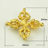 Brass Buddhist Pendants, Dorje Vajra, Buddha Jewelry Findings, Golden, 24x24x7.5mm, Hole: 1mm(X-KK-K053-G)
