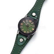 Wristwatch, Quartz Watch, Alloy Watch Head and PU Leather Strap, Dark Green, 9 inch(22.9cm), 14x3mm, Watch Head: 32x34x13mm(WACH-I017-14C)