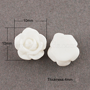 Resin Cabochons, Flower, White, 10x10x4mm(CRES-R048-1)