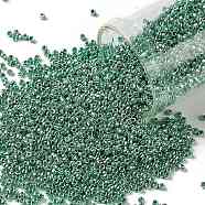 TOHO Round Seed Beads, Japanese Seed Beads, (PF561) PermaFinish Teal Aqua Metallic, 15/0, 1.5mm, Hole: 0.6mm, about 3000pcs/10g(X-SEED-TR15-PF0561)