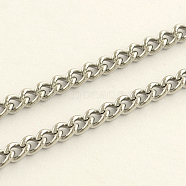 304 Stainless Steel Curb Chains, with Spool, Unwelded, Stainless Steel Color, 4.5x3.5x1mm, about 82.02 Feet(25m)/roll(CHS-Q001-21)