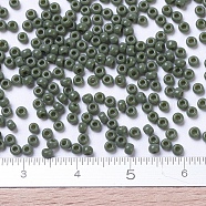 MIYUKI Round Rocailles Beads, Japanese Seed Beads, 11/0, (RR501) Opaque Avocado, 2x1.3mm, Hole: 0.8mm, about 1111pcs/10g(X-SEED-G007-RR0501)