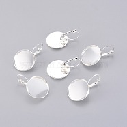 Brass Leverback Earring Settings, Lead Free & Nickel Free, Silver Color Plated, Tray: 20mm, 32mm(X-KK-C1244-20mm-S-FF)