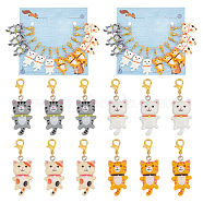 Cat Pendant Stitch Markers, Opaque Resin Crochet Lobster Clasp Charms, Locking Stitch Marker with Wine Glass Charm Ring, Mixed Color, 4.2cm, 4 colors, 3pcs/color, 12pcs/set(HJEW-AB00444)