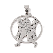 201 Stainless Steel Pendants, Stainless Steel Color, Sport Theme, Baseball, 39x31.5x1.5mm, Hole: 4x7mm(STAS-A094-05A-P)