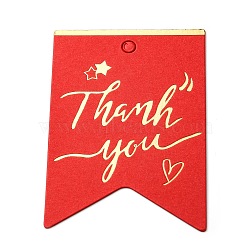 100Pcs Hot Stamping Thank You Paper Gift Tags, for Wedding, Baby Shower, Party Favors, Red, 6.4x4.45x0.05cm, Hole: 4mm(CDIS-A007-01B)