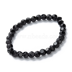 Frosted Glass Beads Stretch Bracelets, Round, Black, Beads: 4x4~4.5mm, Inner Diameter: 2 inch(5cm)(BJEW-I296-01A)